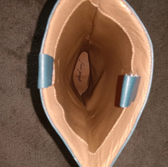 New Free People Tall Leather Tabby Boots in Teal Block Heel Size 38/ 7.5-8 - Picture 14 of 15